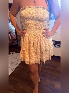 Windsor Floral Smocked Tiered Mini Dress - Yellow Floral